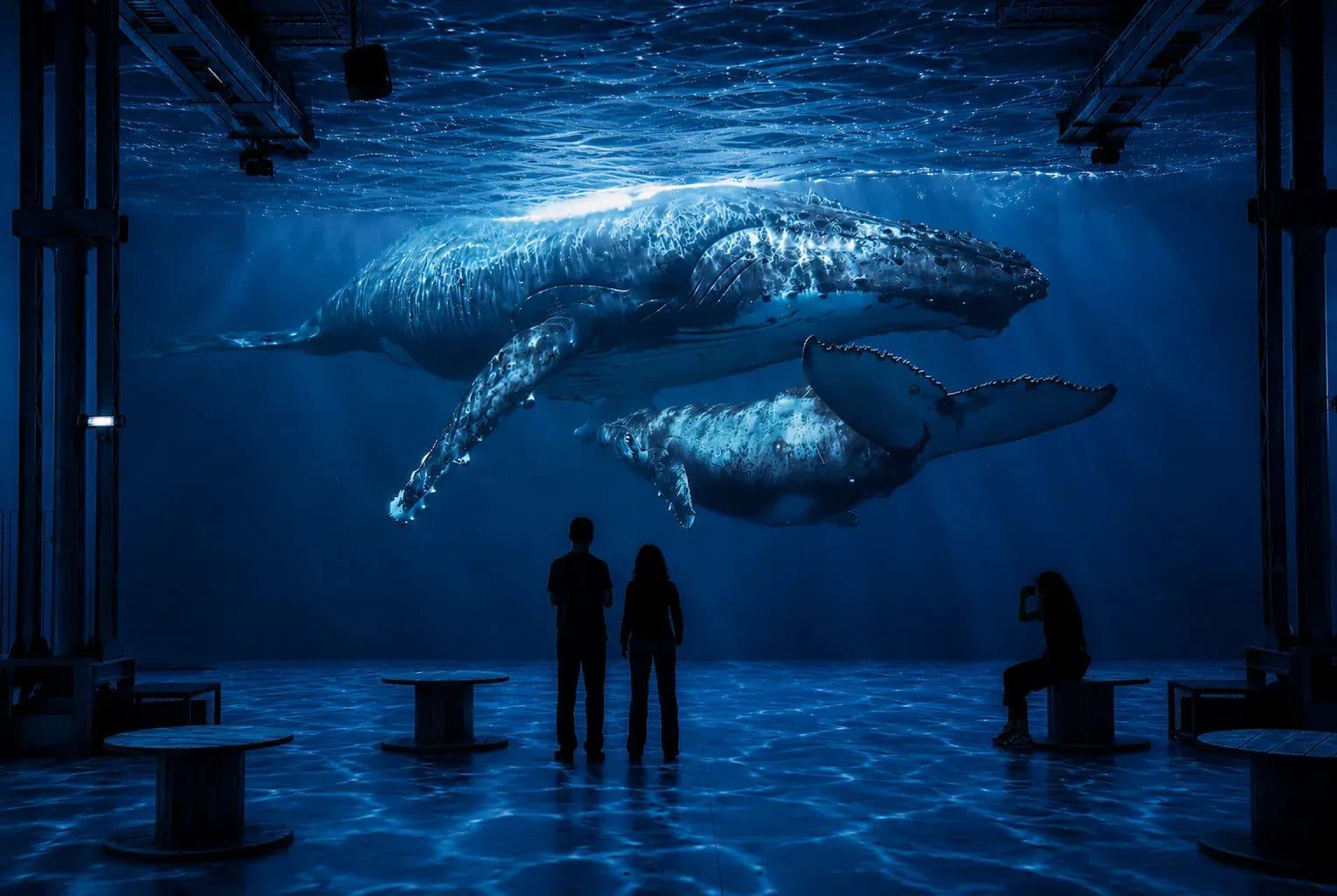 Visuel officiel de l'exposition Planète Océan à l'Atelier des Lumières